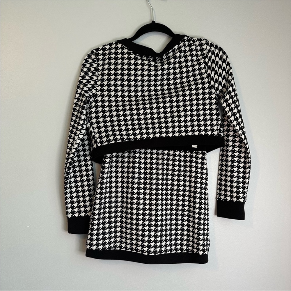 SHEIN Houndstooth 2pc Knit Mini Skirt Set- Black & White - Picture 5 of 5